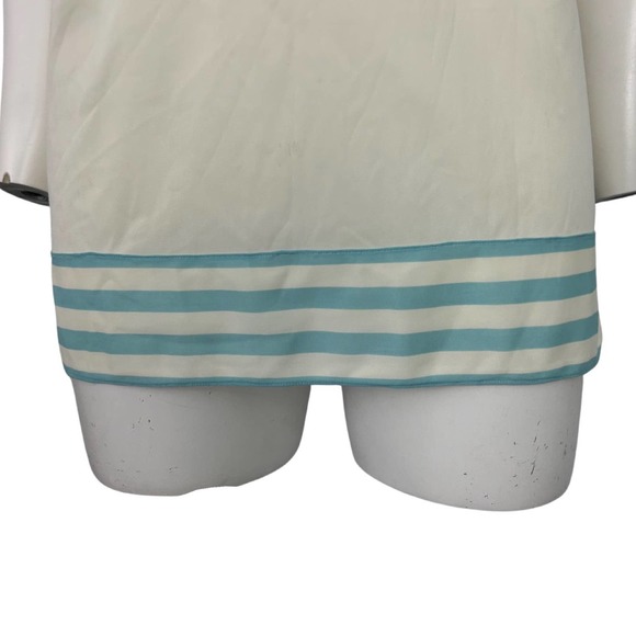 1960s Sleeveless Stripe V Neck Loungewear Long Top Sleepwear / Medium - Picture 4 of 4